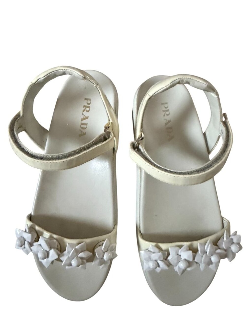 PRADA White Embellished Platform Sandals Size 38.5 / US 8.5 - Picture 6 of 11